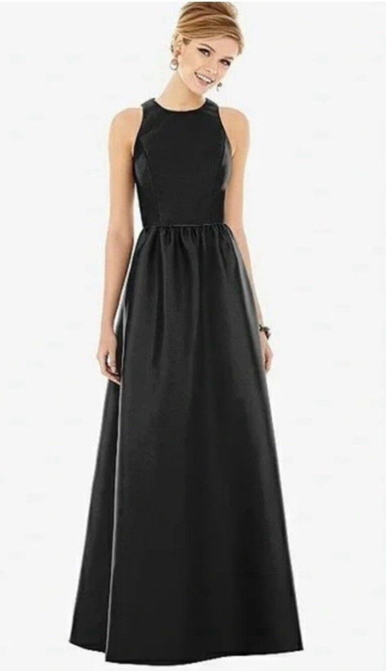 Alfred Sung Style: D7077 Bridesmaid Formal Prom Dance Taffeta Black Dress-2